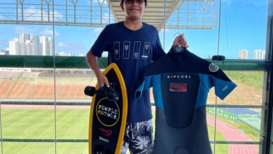 Jovem talento baiano de 12 anos do surf viaja para competição internacional na Espanha com apoio da Sudesb