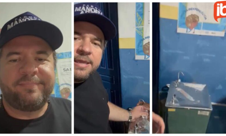 Prefeito de Entre Rios “inaugura” bebedouro e funcionários aplaudem; assista